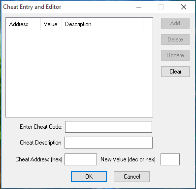 SNES Emulator Code Entry